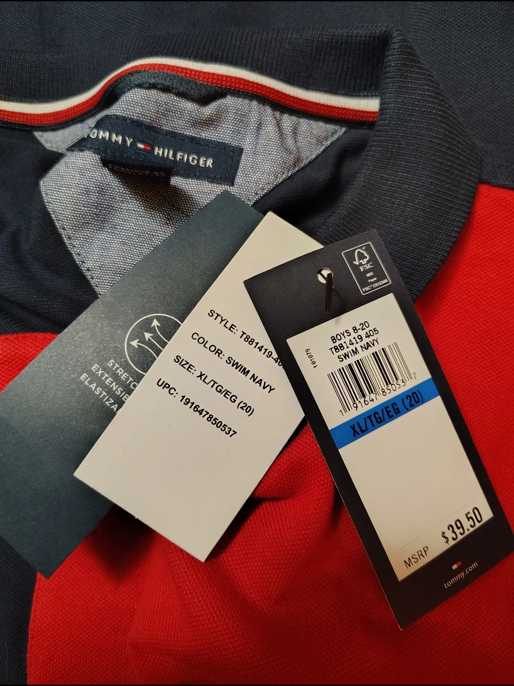 Tommy Hilfiger Navy, Red & White Logo Polo Shirt